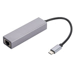 SL-030 USB-C / Type-CからギガビットイーサネットRJ45＆3ポートUSB 3.0アダプターコンバーターハブ、USB-C / Type-CからRJ45＆3ポートUSB