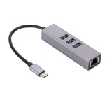 SL-030 USB-C / Type-CからギガビットイーサネットRJ45＆3ポートUSB 3.0アダプターコンバーターハブ、USB-C / Type-CからRJ45＆3ポートUSB