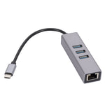 SL-030 USB-C / Type-CからギガビットイーサネットRJ45＆3ポートUSB 3.0アダプターコンバーターハブ、USB-C / Type-CからRJ45＆3ポートUSB