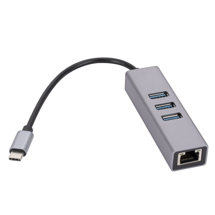 SL-030 USB-C / Type-CからギガビットイーサネットRJ45＆3ポートUSB 3.0アダプターコンバーターハブ、USB-C / Type-CからRJ45＆3ポートUSB
