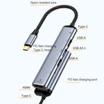 Y004 6イン1 USB-C/Type-C to HDMI+USB 3.1+デュアルUSB 2.0+デュアルUSB-C/Type-Cインターフェース多機能アダプター、Y004