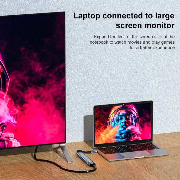 Y004 6イン1 USB-C/Type-C to HDMI+USB 3.1+デュアルUSB 2.0+デュアルUSB-C/Type-Cインターフェース多機能アダプター、Y004