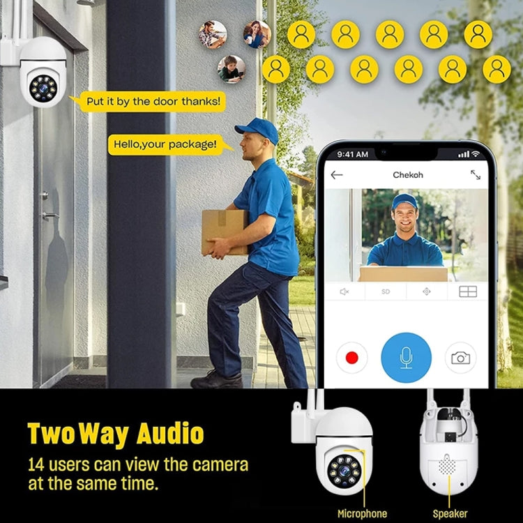 A7 1080P HD ワイヤレスWiFiスマート監視カメラ ナイトビジョン／双方向音声対応、メモリーなし、16Gメモリー付き