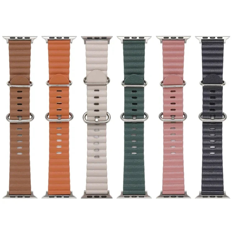オーシャンスタイルレザーウォッチストラップ、Apple Watch Ultra 49mm / シリーズ8＆7 45mm / SE 2＆6＆SE＆5＆4 44mm / 3＆2＆1 42mm用、Apple Watch Ultra 49mm / シリーズ8＆7 45mm用、Apple Watch シリーズ8＆7 41mm / SE 2＆6＆SE＆5＆4 40mm / 3＆2＆1 38mm用