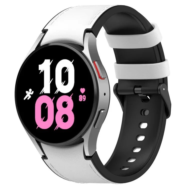 Samsung Galaxy Watch5 44mm / 40mm用シリコンレザーブラックバックルウォッチバンド、S、L