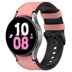 Samsung Galaxy Watch5 44mm / 40mm用シリコンレザーブラックバックルウォッチバンド、S、L