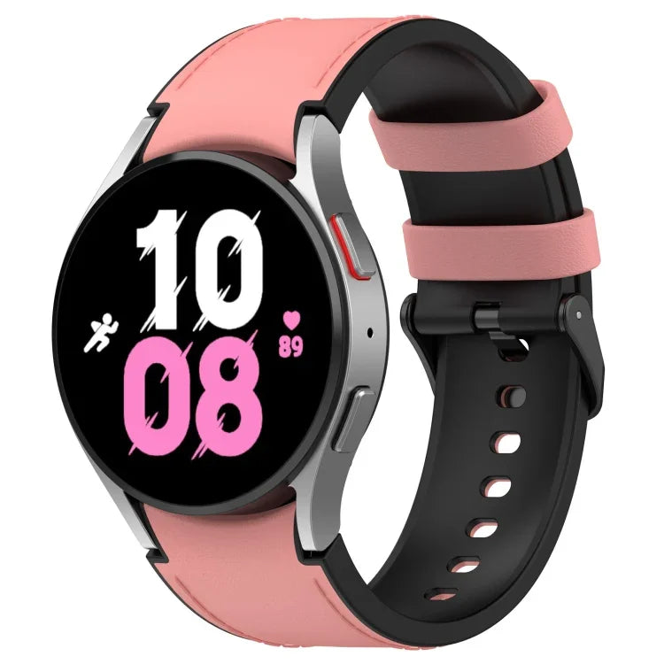 Samsung Galaxy Watch5 44mm / 40mm用シリコンレザーブラックバックルウォッチバンド、S、L
