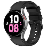 Samsung Galaxy Watch5 44mm / 40mm用シリコンレザーブラックバックルウォッチバンド、S、L
