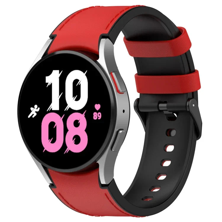 Samsung Galaxy Watch5 44mm / 40mm用シリコンレザーブラックバックルウォッチバンド、S、L