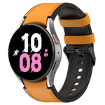 Samsung Galaxy Watch5 44mm / 40mm用シリコンレザーブラックバックルウォッチバンド、S、L