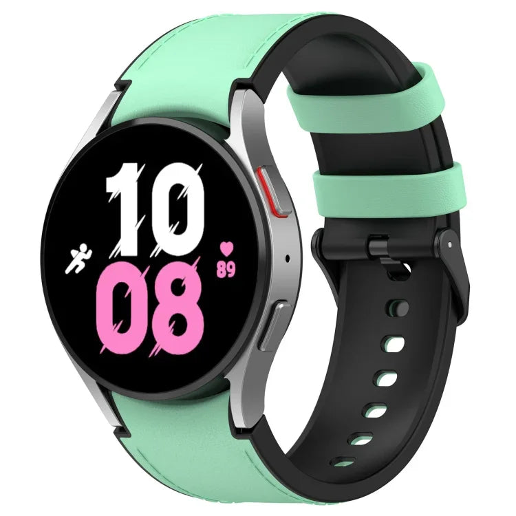 Samsung Galaxy Watch5 44mm / 40mm用シリコンレザーブラックバックルウォッチバンド、S、L