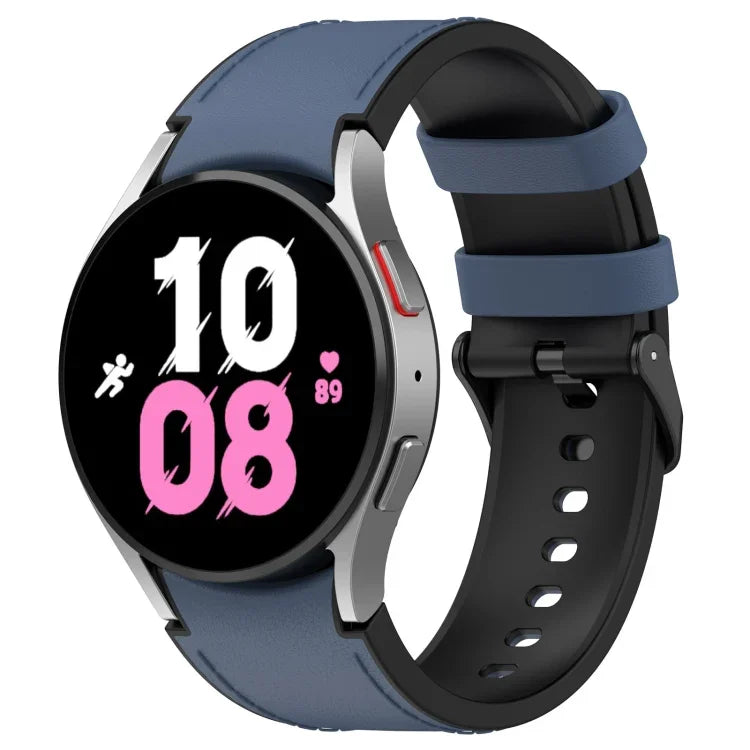 Samsung Galaxy Watch5 44mm / 40mm用シリコンレザーブラックバックルウォッチバンド、S、L