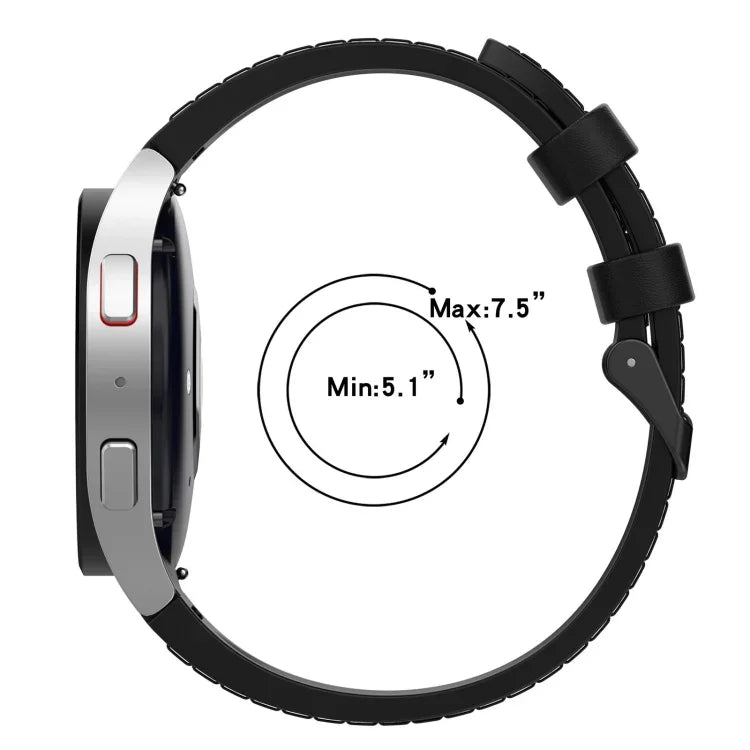 Samsung Galaxy Watch5 44mm / 40mm用シリコンレザーブラックバックルウォッチバンド、S、L