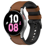Samsung Galaxy Watch5 44mm / 40mm用シリコンレザーブラックバックルウォッチバンド、S、L