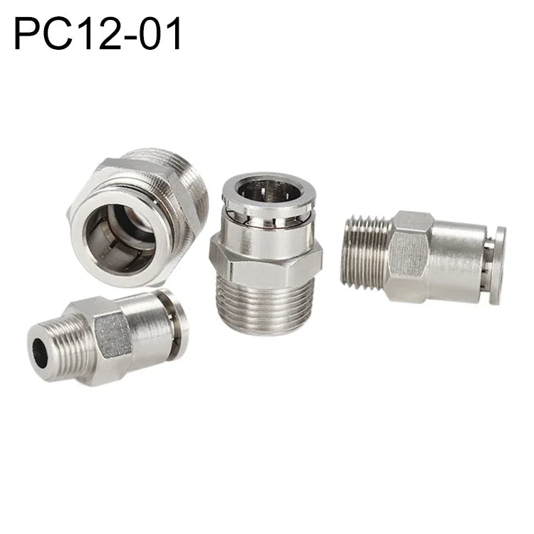 LAIZE ニッケルメッキ銅製オスねじストレート空気圧クイックコネクター、PC4-01、PC4-02、PC4-M5、PC6-01、PC6-02、PC6-03、PC6-04、PC6-M5、PC8-01、PC8-02、PC8-03、PC8-04、PC10-01、PC10-02、PC10-03、PC10-04、PC12-01、PC12-02、PC12-03、PC12-04、PC14-02