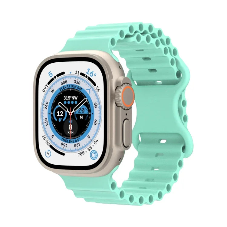 オーシャンスタイルシリコンウォッチバンド、Apple Watch Ultra 49mm / シリーズ8＆7 45mm / SE 2＆6＆SE＆5＆4 44mm / 3＆2＆1 42mm用、Apple Watch シリーズ8＆7 41mm / SE 2＆6＆SE＆5＆4 40mm / 3＆2＆1 38mm用