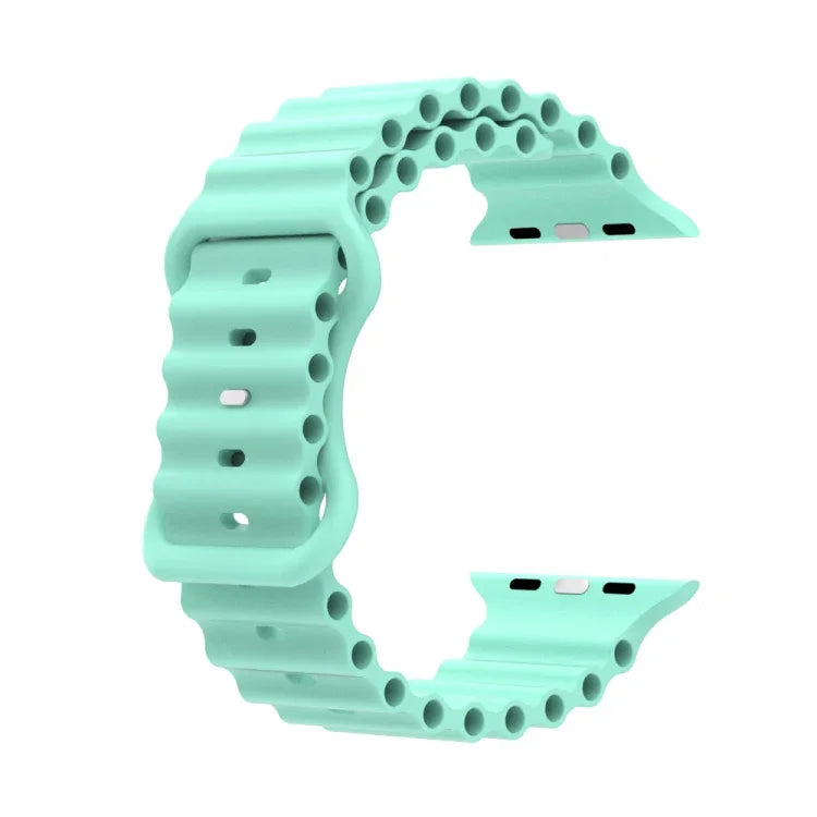 オーシャンスタイルシリコンウォッチバンド、Apple Watch Ultra 49mm / シリーズ8＆7 45mm / SE 2＆6＆SE＆5＆4 44mm / 3＆2＆1 42mm用、Apple Watch シリーズ8＆7 41mm / SE 2＆6＆SE＆5＆4 40mm / 3＆2＆1 38mm用
