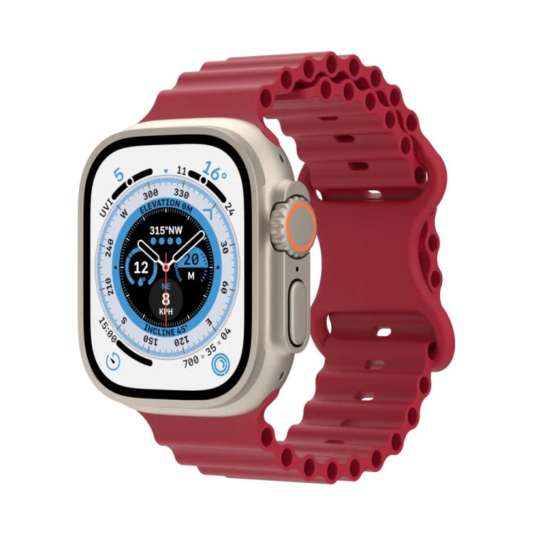 オーシャンスタイルシリコンウォッチバンド、Apple Watch Ultra 49mm / シリーズ8＆7 45mm / SE 2＆6＆SE＆5＆4 44mm / 3＆2＆1 42mm用、Apple Watch シリーズ8＆7 41mm / SE 2＆6＆SE＆5＆4 40mm / 3＆2＆1 38mm用
