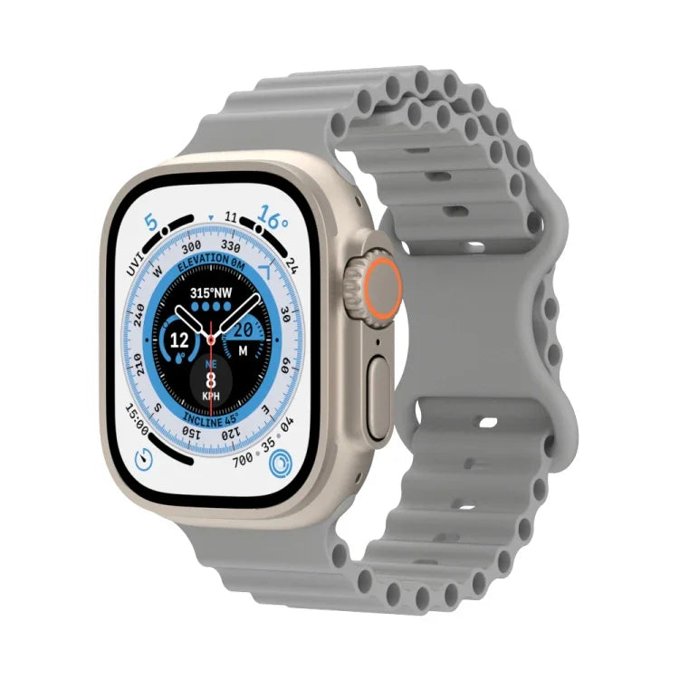 オーシャンスタイルシリコンウォッチバンド、Apple Watch Ultra 49mm / シリーズ8＆7 45mm / SE 2＆6＆SE＆5＆4 44mm / 3＆2＆1 42mm用、Apple Watch シリーズ8＆7 41mm / SE 2＆6＆SE＆5＆4 40mm / 3＆2＆1 38mm用