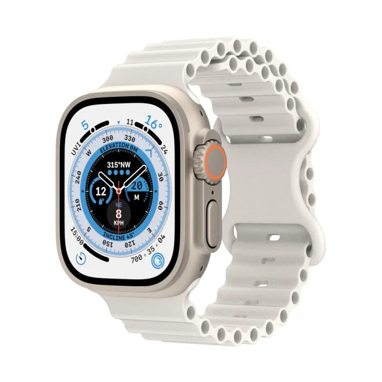 オーシャンスタイルシリコンウォッチバンド、Apple Watch Ultra 49mm / シリーズ8＆7 45mm / SE 2＆6＆SE＆5＆4 44mm / 3＆2＆1 42mm用、Apple Watch シリーズ8＆7 41mm / SE 2＆6＆SE＆5＆4 40mm / 3＆2＆1 38mm用