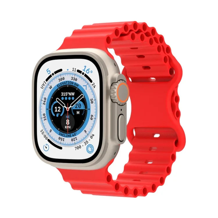 オーシャンスタイルシリコンウォッチバンド、Apple Watch Ultra 49mm / シリーズ8＆7 45mm / SE 2＆6＆SE＆5＆4 44mm / 3＆2＆1 42mm用、Apple Watch シリーズ8＆7 41mm / SE 2＆6＆SE＆5＆4 40mm / 3＆2＆1 38mm用
