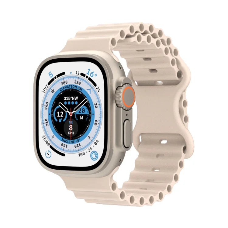オーシャンスタイルシリコンウォッチバンド、Apple Watch Ultra 49mm / シリーズ8＆7 45mm / SE 2＆6＆SE＆5＆4 44mm / 3＆2＆1 42mm用、Apple Watch シリーズ8＆7 41mm / SE 2＆6＆SE＆5＆4 40mm / 3＆2＆1 38mm用
