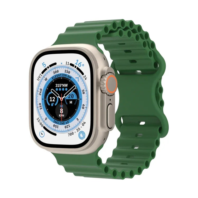 オーシャンスタイルシリコンウォッチバンド、Apple Watch Ultra 49mm / シリーズ8＆7 45mm / SE 2＆6＆SE＆5＆4 44mm / 3＆2＆1 42mm用、Apple Watch シリーズ8＆7 41mm / SE 2＆6＆SE＆5＆4 40mm / 3＆2＆1 38mm用