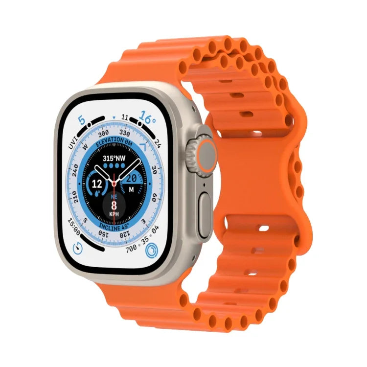 オーシャンスタイルシリコンウォッチバンド、Apple Watch Ultra 49mm / シリーズ8＆7 45mm / SE 2＆6＆SE＆5＆4 44mm / 3＆2＆1 42mm用、Apple Watch シリーズ8＆7 41mm / SE 2＆6＆SE＆5＆4 40mm / 3＆2＆1 38mm用
