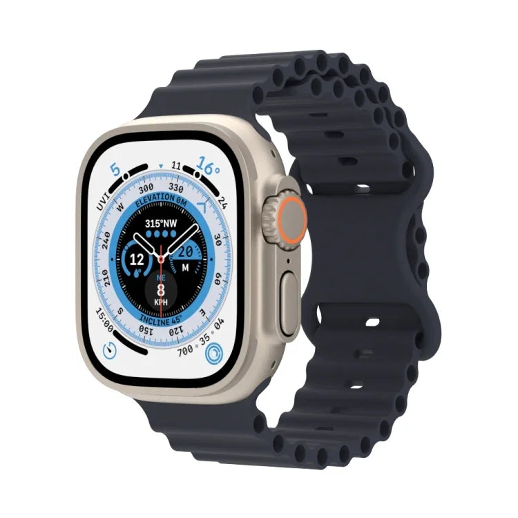 オーシャンスタイルシリコンウォッチバンド、Apple Watch Ultra 49mm / シリーズ8＆7 45mm / SE 2＆6＆SE＆5＆4 44mm / 3＆2＆1 42mm用、Apple Watch シリーズ8＆7 41mm / SE 2＆6＆SE＆5＆4 40mm / 3＆2＆1 38mm用