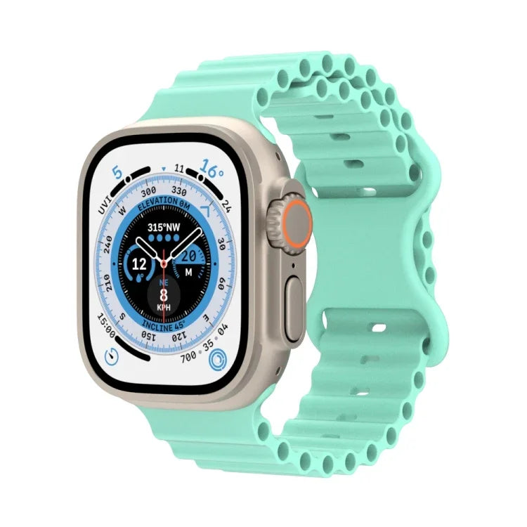 オーシャンスタイルシリコンウォッチバンド、Apple Watch Ultra 49mm / シリーズ8＆7 45mm / SE 2＆6＆SE＆5＆4 44mm / 3＆2＆1 42mm用、Apple Watch シリーズ8＆7 41mm / SE 2＆6＆SE＆5＆4 40mm / 3＆2＆1 38mm用