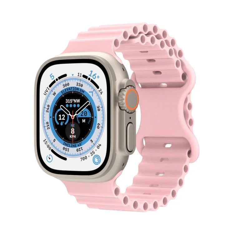 オーシャンスタイルシリコンウォッチバンド、Apple Watch Ultra 49mm / シリーズ8＆7 45mm / SE 2＆6＆SE＆5＆4 44mm / 3＆2＆1 42mm用、Apple Watch シリーズ8＆7 41mm / SE 2＆6＆SE＆5＆4 40mm / 3＆2＆1 38mm用