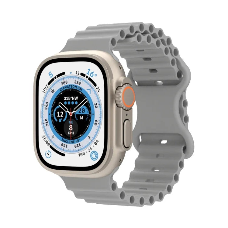 オーシャンスタイルシリコンウォッチバンド、Apple Watch Ultra 49mm / シリーズ8＆7 45mm / SE 2＆6＆SE＆5＆4 44mm / 3＆2＆1 42mm用、Apple Watch シリーズ8＆7 41mm / SE 2＆6＆SE＆5＆4 40mm / 3＆2＆1 38mm用