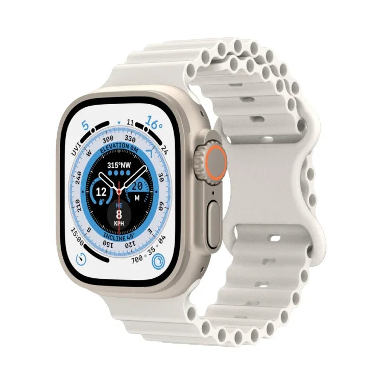オーシャンスタイルシリコンウォッチバンド、Apple Watch Ultra 49mm / シリーズ8＆7 45mm / SE 2＆6＆SE＆5＆4 44mm / 3＆2＆1 42mm用、Apple Watch シリーズ8＆7 41mm / SE 2＆6＆SE＆5＆4 40mm / 3＆2＆1 38mm用