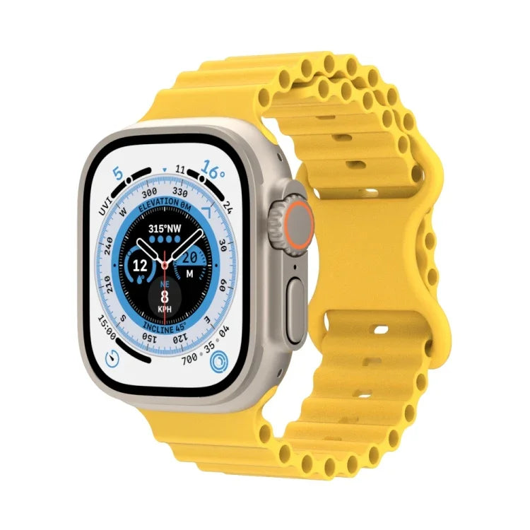 オーシャンスタイルシリコンウォッチバンド、Apple Watch Ultra 49mm / シリーズ8＆7 45mm / SE 2＆6＆SE＆5＆4 44mm / 3＆2＆1 42mm用、Apple Watch シリーズ8＆7 41mm / SE 2＆6＆SE＆5＆4 40mm / 3＆2＆1 38mm用