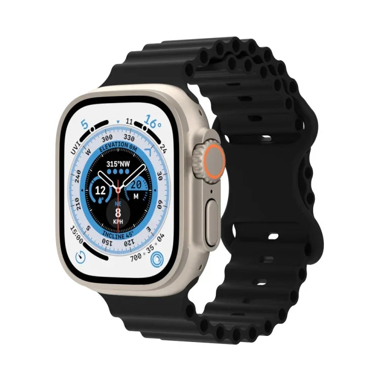 オーシャンスタイルシリコンウォッチバンド、Apple Watch Ultra 49mm / シリーズ8＆7 45mm / SE 2＆6＆SE＆5＆4 44mm / 3＆2＆1 42mm用、Apple Watch シリーズ8＆7 41mm / SE 2＆6＆SE＆5＆4 40mm / 3＆2＆1 38mm用