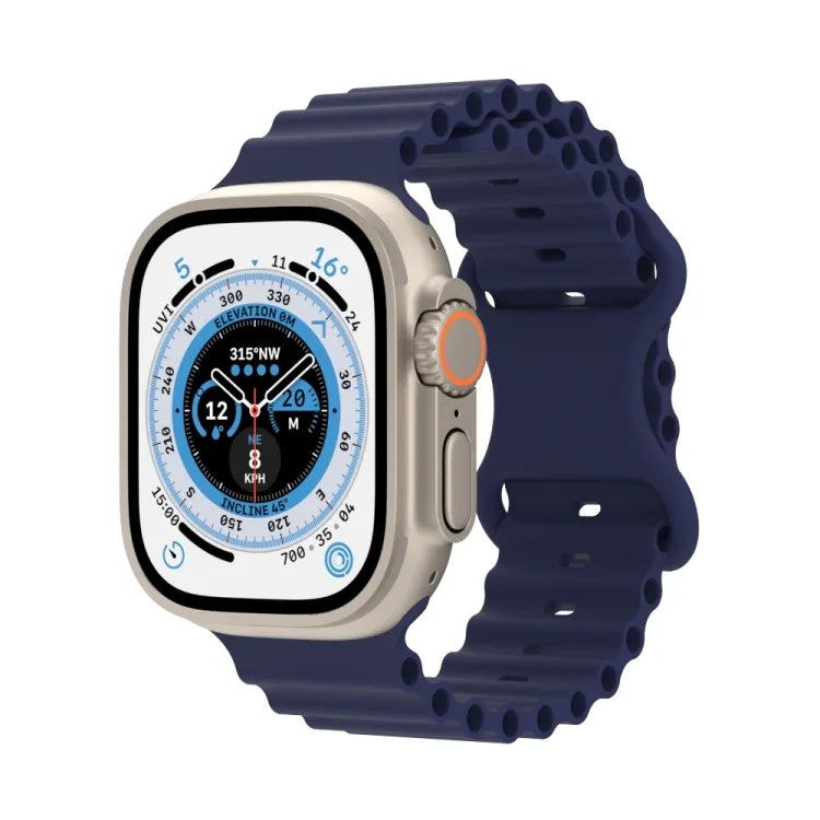 オーシャンスタイルシリコンウォッチバンド、Apple Watch Ultra 49mm / シリーズ8＆7 45mm / SE 2＆6＆SE＆5＆4 44mm / 3＆2＆1 42mm用、Apple Watch シリーズ8＆7 41mm / SE 2＆6＆SE＆5＆4 40mm / 3＆2＆1 38mm用