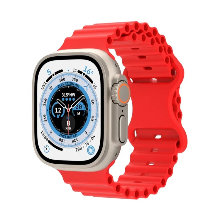 オーシャンスタイルシリコンウォッチバンド、Apple Watch Ultra 49mm / シリーズ8＆7 45mm / SE 2＆6＆SE＆5＆4 44mm / 3＆2＆1 42mm用、Apple Watch シリーズ8＆7 41mm / SE 2＆6＆SE＆5＆4 40mm / 3＆2＆1 38mm用