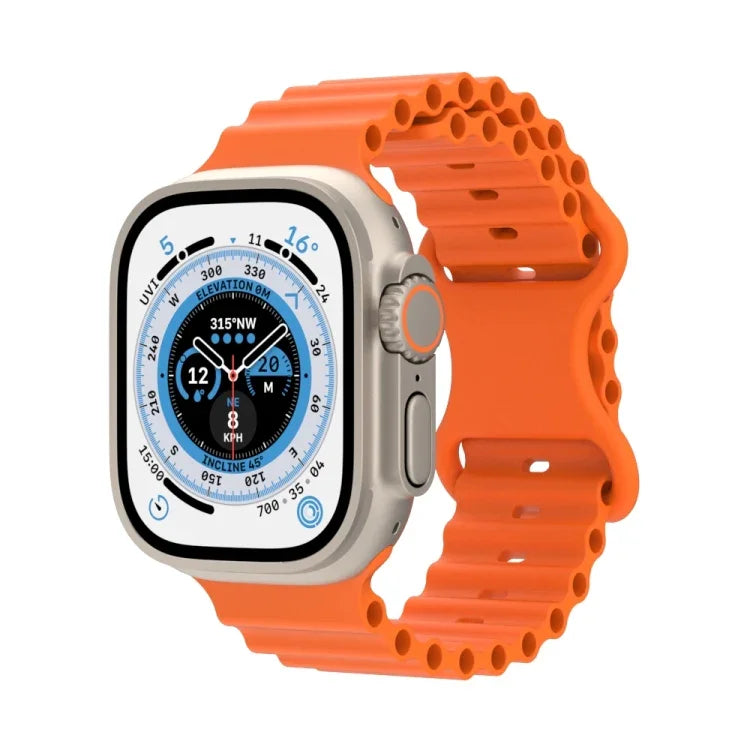 オーシャンスタイルシリコンウォッチバンド、Apple Watch Ultra 49mm / シリーズ8＆7 45mm / SE 2＆6＆SE＆5＆4 44mm / 3＆2＆1 42mm用、Apple Watch シリーズ8＆7 41mm / SE 2＆6＆SE＆5＆4 40mm / 3＆2＆1 38mm用