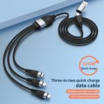 ADC-008 100W USB/Type-C から Type-C + 8ピン + マイクロUSB 二対三完全互換急速充電データケーブル、1.2m、2m