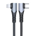 ADC-009 20W USB-C/Type-C から 8ピンダブルエルボーデータケーブル、0.4m、1m、2m