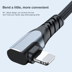 ADC-009 20W USB-C/Type-C から 8ピンダブルエルボーデータケーブル、0.4m、1m、2m