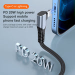 ADC-009 20W USB-C/Type-C から 8ピンダブルエルボーデータケーブル、0.4m、1m、2m