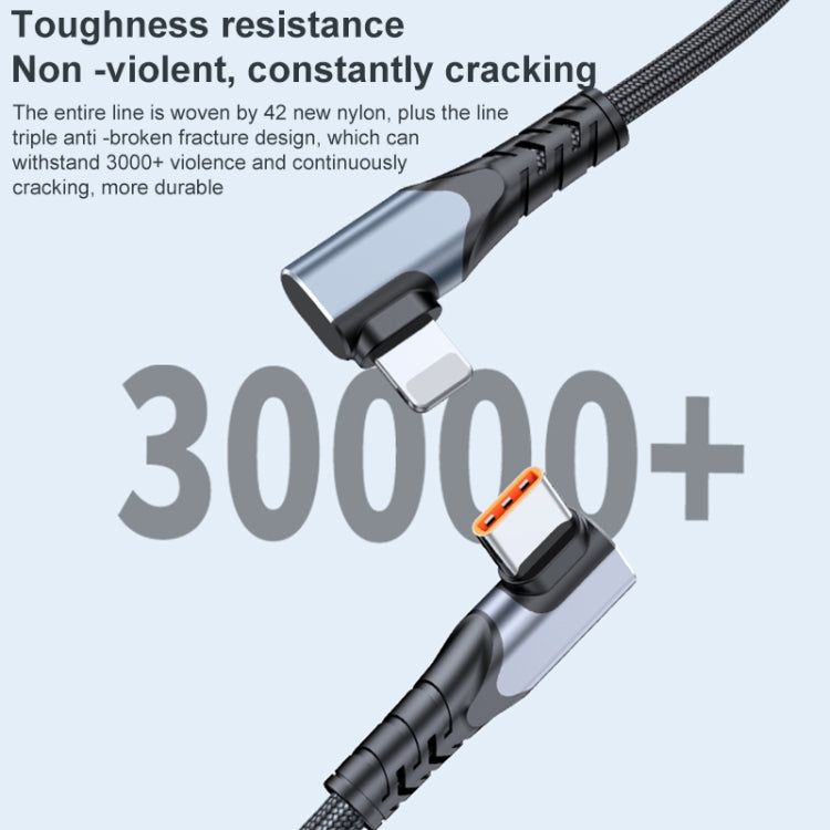 ADC-009 20W USB-C/Type-C から 8ピンダブルエルボーデータケーブル、0.4m、1m、2m