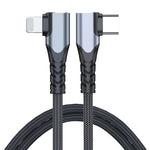 ADC-009 20W USB-C/Type-C から 8ピンダブルエルボーデータケーブル、0.4m、1m、2m