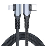 ADC-009 20W USB-C/Type-C から 8ピンダブルエルボーデータケーブル、0.4m、1m、2m