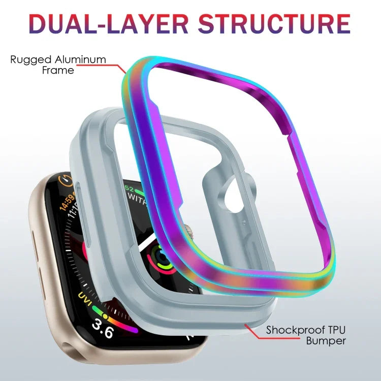 アルミ合金＋TPU 2-in-1保護ケース、Apple Watch Ultra 3 / 2 / 1 49mm用、Apple Watch シリーズ9 / 8 / 7 45mm用、Apple Watch シリーズ6 / 5 / 4 / SE 44mm用、Apple Watch シリーズ9 / 8 / 7 41mm用、Apple Watch シリーズ6 / 5 / 4 / SE 40mm用