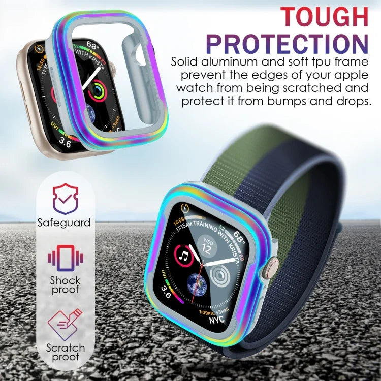 アルミ合金＋TPU 2-in-1保護ケース、Apple Watch Ultra 3 / 2 / 1 49mm用、Apple Watch シリーズ9 / 8 / 7 45mm用、Apple Watch シリーズ6 / 5 / 4 / SE 44mm用、Apple Watch シリーズ9 / 8 / 7 41mm用、Apple Watch シリーズ6 / 5 / 4 / SE 40mm用