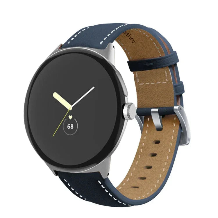 尖った尾のステッチ 本革ウォッチバンド, Google Pixel Watch 4 / 3 / 2 / 1 41mm 用