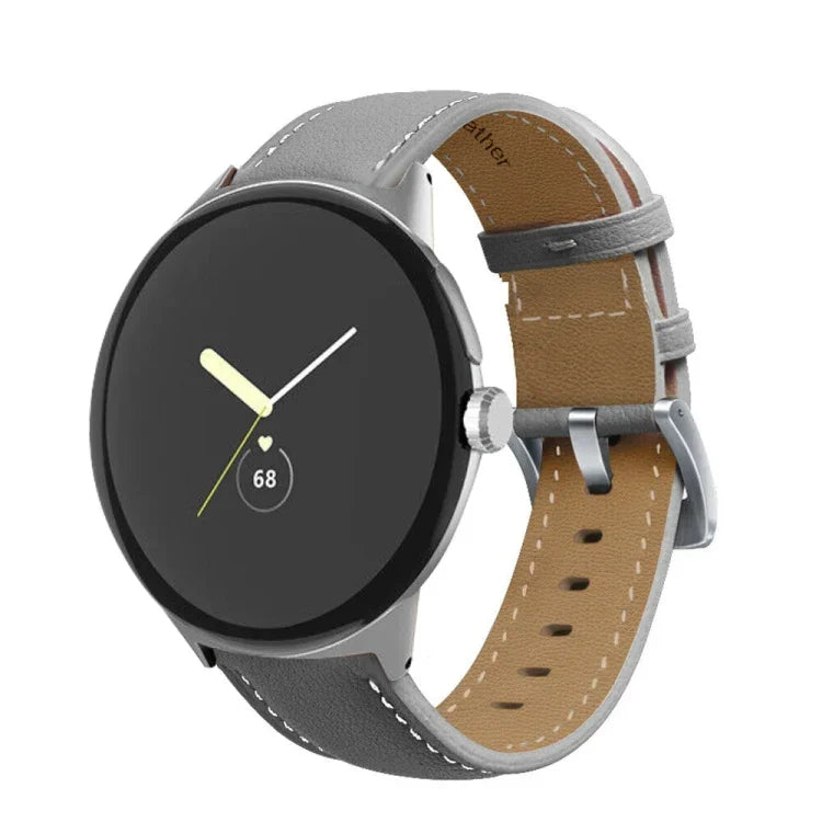 尖った尾のステッチ 本革ウォッチバンド, Google Pixel Watch 4 / 3 / 2 / 1 41mm 用