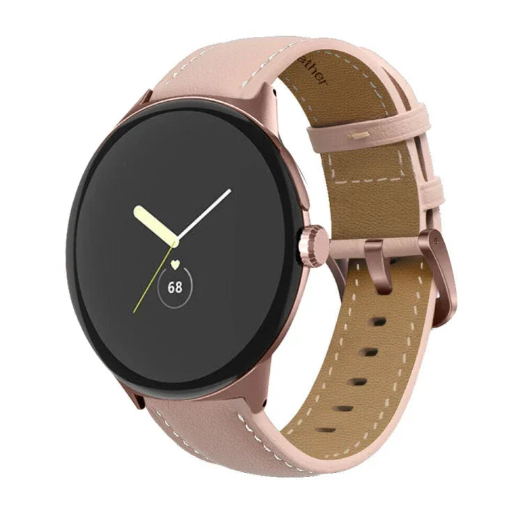 尖った尾のステッチ 本革ウォッチバンド, Google Pixel Watch 4 / 3 / 2 / 1 41mm 用